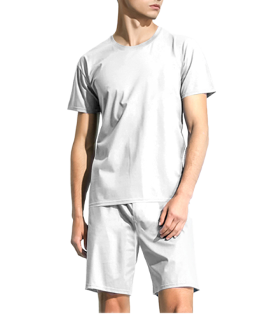 男士短袖短裤家居服（衣服）-R0026AB-A - 仿棉-180g/S
